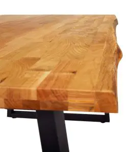 vidaXL Dining Table Natural 120x65x75 cm Solid Oak Wood