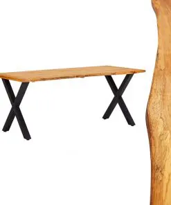 vidaXL Dining Table Natural 180x90x75 cm Solid Oak Wood