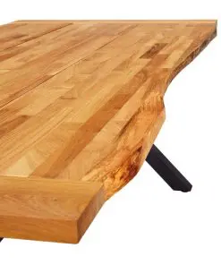 vidaXL Dining Table Natural 180x90x75 cm Solid Oak Wood