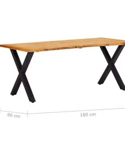 vidaXL Dining Table Natural 180x90x75 cm Solid Oak Wood