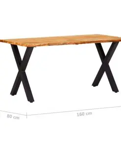 vidaXL Dining Table 160x80x75 cm Solid Oak Wood