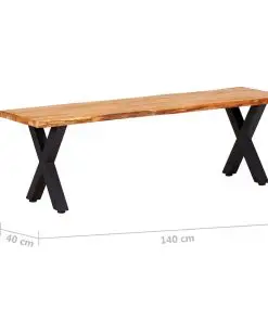 vidaXL Bench 140 cm Natural Solid Oak Wood