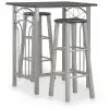 vidaXL 3 Piece Bar Set Wood and Steel Black vidaXL 3 Piece Bar Set Wood and Steel Black