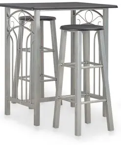 vidaXL 3 Piece Bar Set Wood and Steel Black