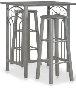 vidaXL 3 Piece Bar Set Wood and Steel Anthracite
