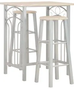 vidaXL 3 Piece Bar Set Wood and Steel