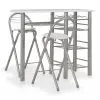 vidaXL 3 Piece Bar Set with Shelves Wood and Steel White