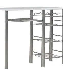 vidaXL 3 Piece Bar Set with Shelves Wood and Steel White