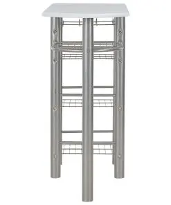 vidaXL 3 Piece Bar Set with Shelves Wood and Steel White