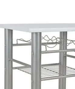 vidaXL 3 Piece Bar Set with Shelves Wood and Steel White