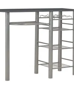 vidaXL 3 Piece Bar Set with Shelves Wood and Steel Black