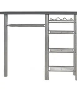 vidaXL 3 Piece Bar Set with Shelves Wood and Steel Black