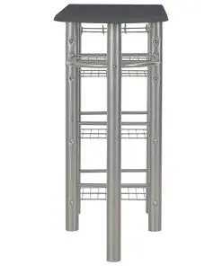 vidaXL 3 Piece Bar Set with Shelves Wood and Steel Black