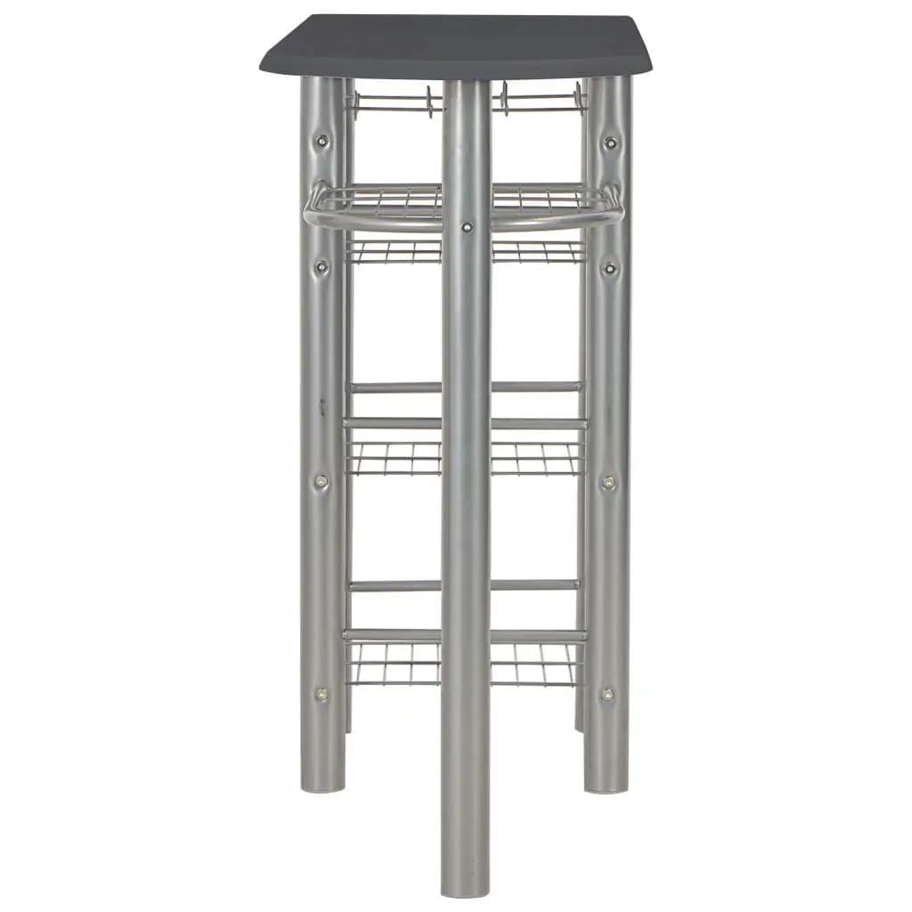 vidaXL 3 Piece Bar Set with Shelves Wood and Steel Black