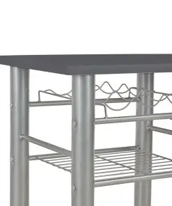 vidaXL 3 Piece Bar Set with Shelves Wood and Steel Black