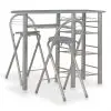vidaXL 3 Piece Bar Set with Shelves Wood and Steel Grey vidaXL 3 Piece Bar Set with Shelves Wood and Steel Grey