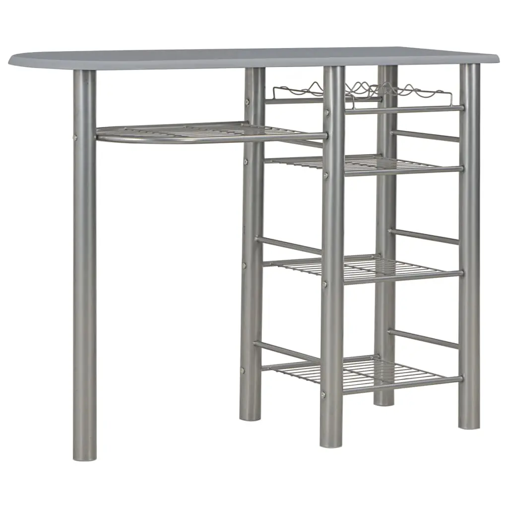 vidaXL 3 Piece Bar Set with Shelves Wood and Steel Grey