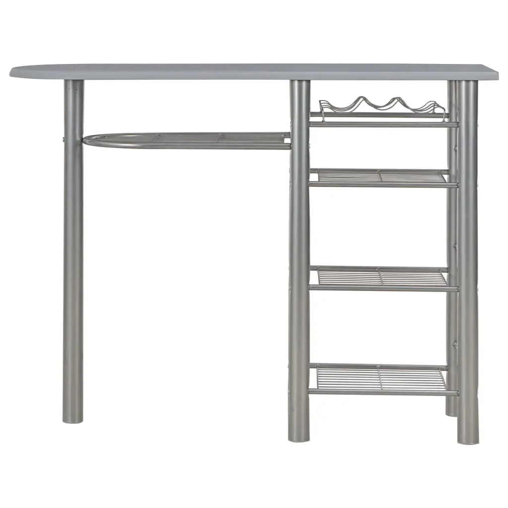 vidaXL 3 Piece Bar Set with Shelves Wood and Steel Grey