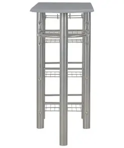 vidaXL 3 Piece Bar Set with Shelves Wood and Steel Grey