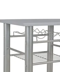 vidaXL 3 Piece Bar Set with Shelves Wood and Steel Grey