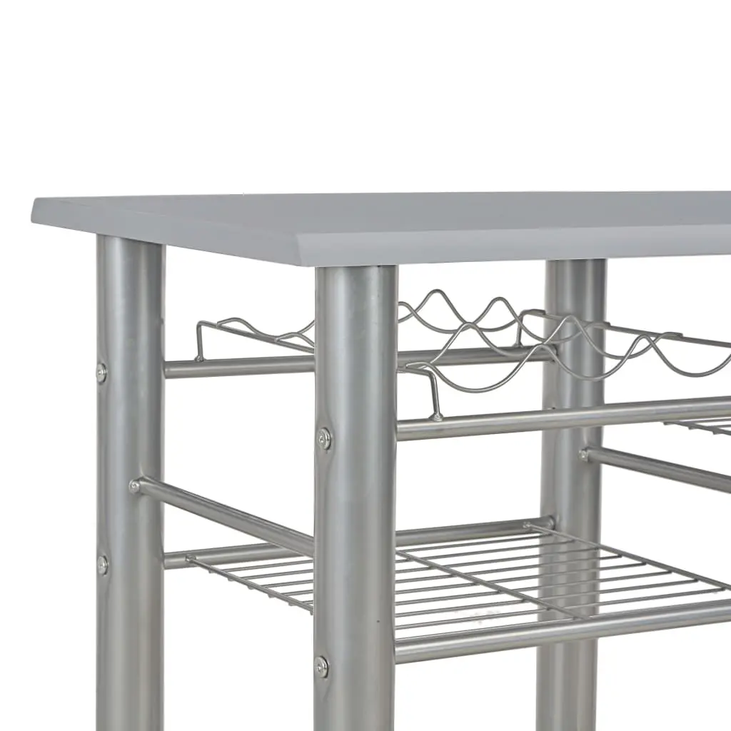 vidaXL 3 Piece Bar Set with Shelves Wood and Steel Grey