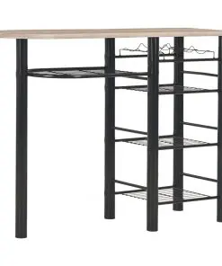 vidaXL 3 Piece Bar Set with Shelves Wood and Steel