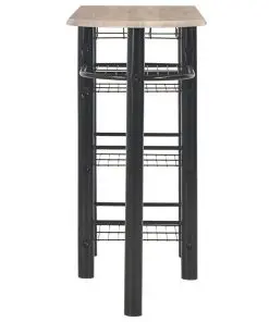 vidaXL 3 Piece Bar Set with Shelves Wood and Steel