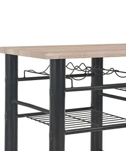 vidaXL 3 Piece Bar Set with Shelves Wood and Steel