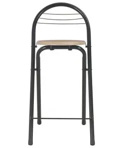 vidaXL 3 Piece Bar Set with Shelves Wood and Steel