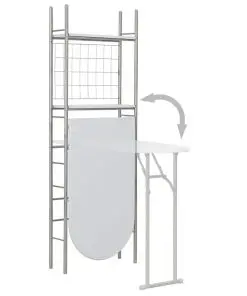 vidaXL 3 Piece Folding Dining Set with Storage Rack MDF and Steel White