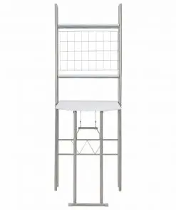 vidaXL 3 Piece Folding Dining Set with Storage Rack MDF and Steel White