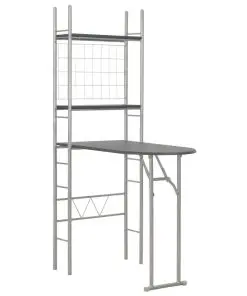 vidaXL 3 Piece Folding Dining Set with Storage Rack MDF and Steel Black