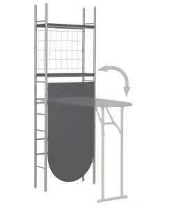 vidaXL 3 Piece Folding Dining Set with Storage Rack MDF and Steel Black