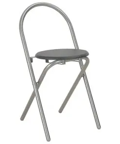 vidaXL 3 Piece Folding Dining Set with Storage Rack MDF and Steel Black