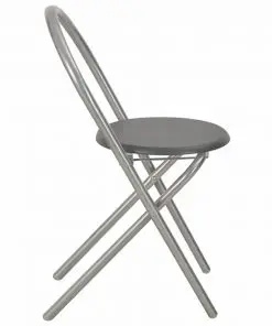 vidaXL 3 Piece Folding Dining Set with Storage Rack MDF and Steel Black