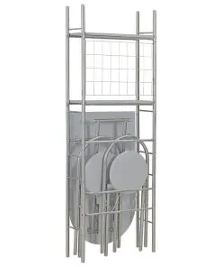 vidaXL 3 Piece Folding Dining Set with Storage Rack MDF and Steel Grey