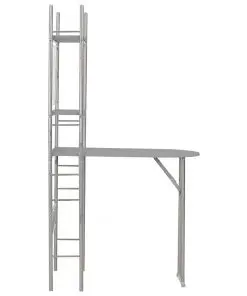 vidaXL 3 Piece Folding Dining Set with Storage Rack MDF and Steel Grey