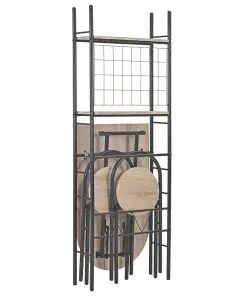vidaXL 3 Piece Folding Dining Set with Storage Rack MDF and Steel