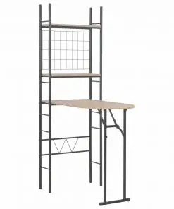 vidaXL 3 Piece Folding Dining Set with Storage Rack MDF and Steel