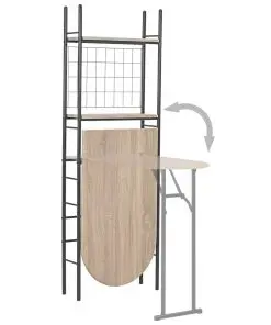 vidaXL 3 Piece Folding Dining Set with Storage Rack MDF and Steel