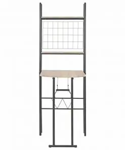 vidaXL 3 Piece Folding Dining Set with Storage Rack MDF and Steel