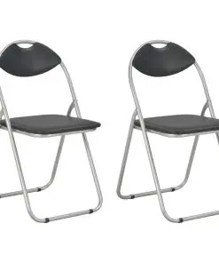 vidaXL Folding Dining Chairs 2 pcs Black Faux Leather