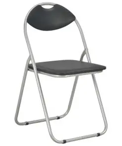 vidaXL Folding Dining Chairs 2 pcs Black Faux Leather