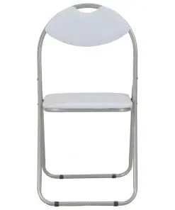 vidaXL Folding Dining Chairs 2 pcs White Faux Leather