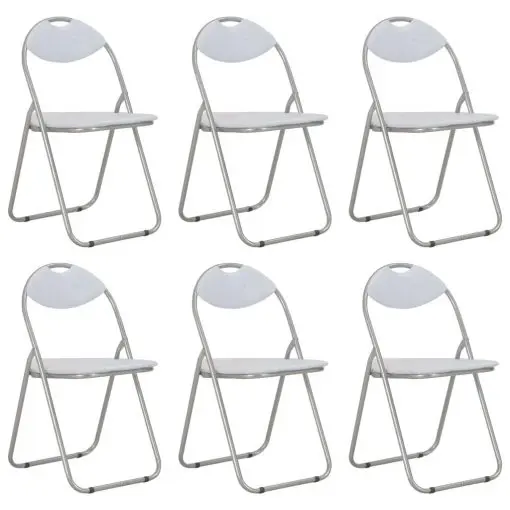 vidaXL Folding Dining Chairs 6 pcs White Faux Leather