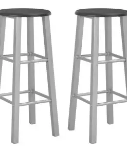 vidaXL Bar Stools 2 pcs Silver MDF