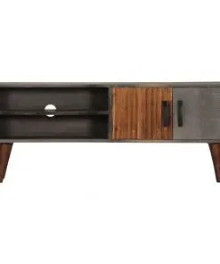 vidaXL TV Cabinet Grey 130x30x46 cm Solid Rough Mango Wood