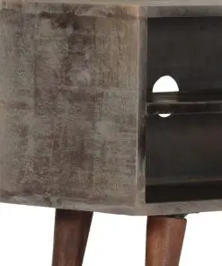 vidaXL TV Cabinet Grey 130x30x46 cm Solid Rough Mango Wood