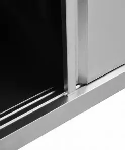 vidaXL Work Table with Sliding Doors 100x50x95 cm Stainless Steel