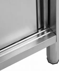 vidaXL Work Table with Sliding Doors 100x50x95 cm Stainless Steel